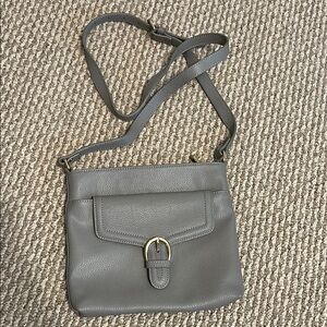 Gray Leather Crossbody Bag